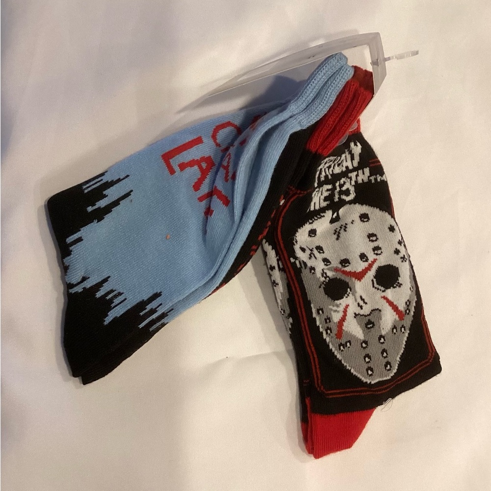 Lot of 2 Pairs Of WB Friday The 13th/ Camp Crystal Lake Halloween Socks